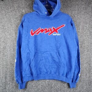 Jerzees Yamaha VMAX HPDI Hoodie Mens Large Blue Racing Graphic Sweatshirt